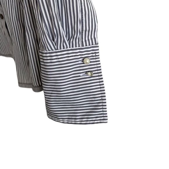 Max VOLMARY Diamonds And Pearls Striped Button Front Shirt Blue White 14 - Picture 10 of 11